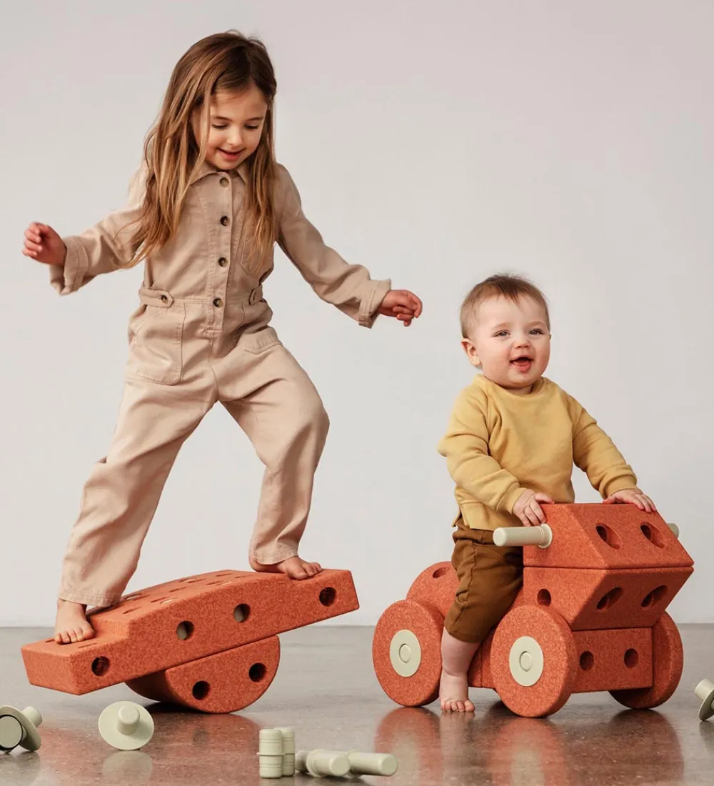 MODU Aktivitetslegetøj|Motorisk Legetøj>4x Foam Wheels - 4-pak - Burnt Orange/Dusty Green