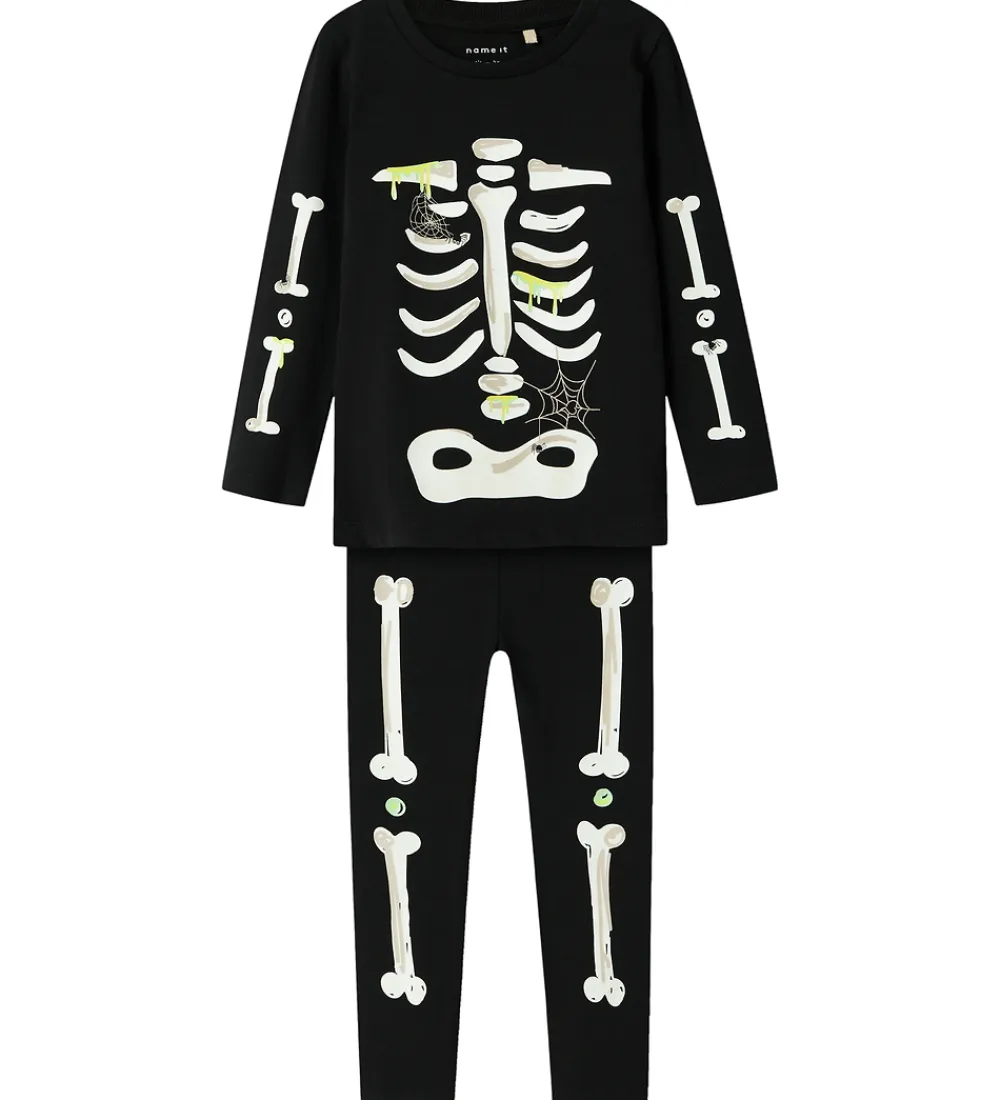 Name It Halloween>Nattøj - 2-delt - Glow - NmnOwen - Sort/Lemonade