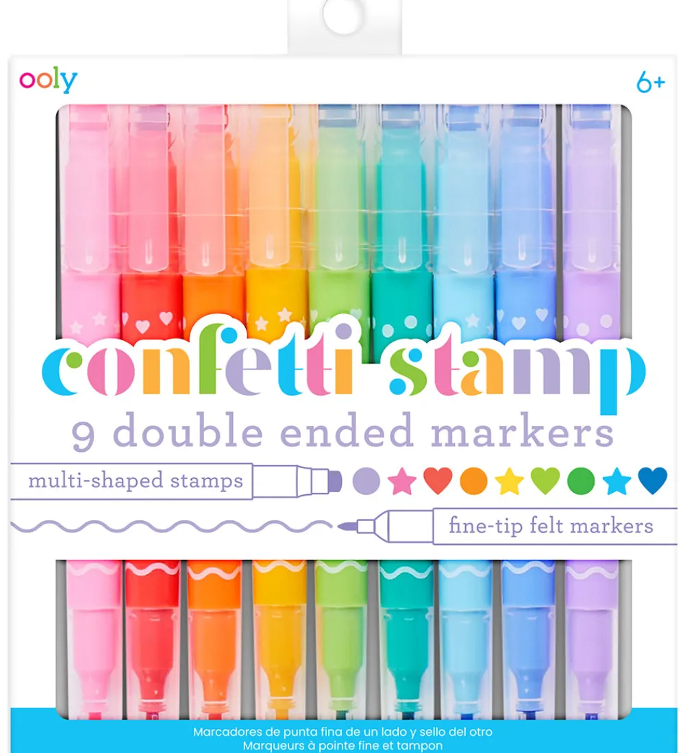 Ooly Tuscher Og Farver>Dobbeltsidede Tuscher - 9 stk - Confetti Stamp