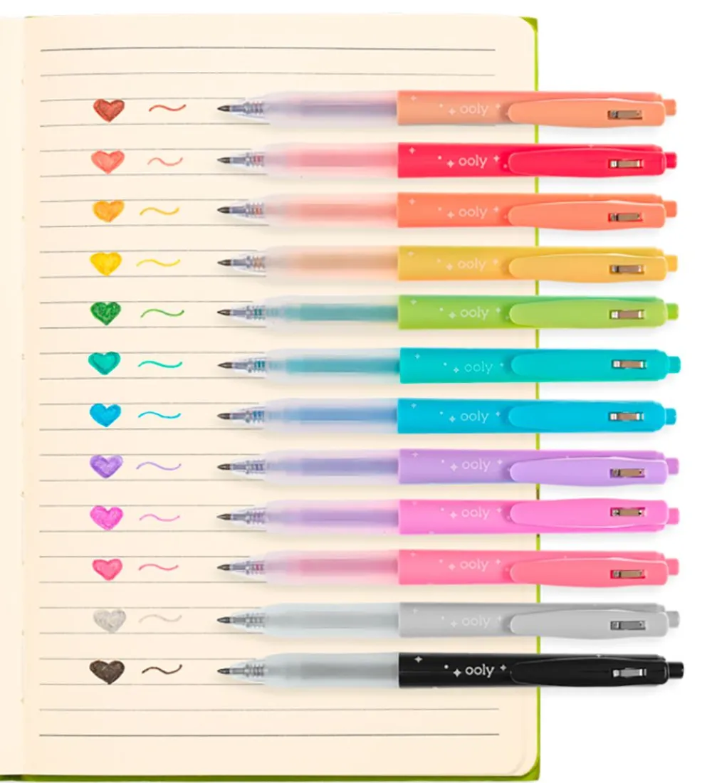 Ooly Tuscher Og Farver>Farvekuglepen - Gel - Oh My Glitter! - 12 Stk - Multifarve