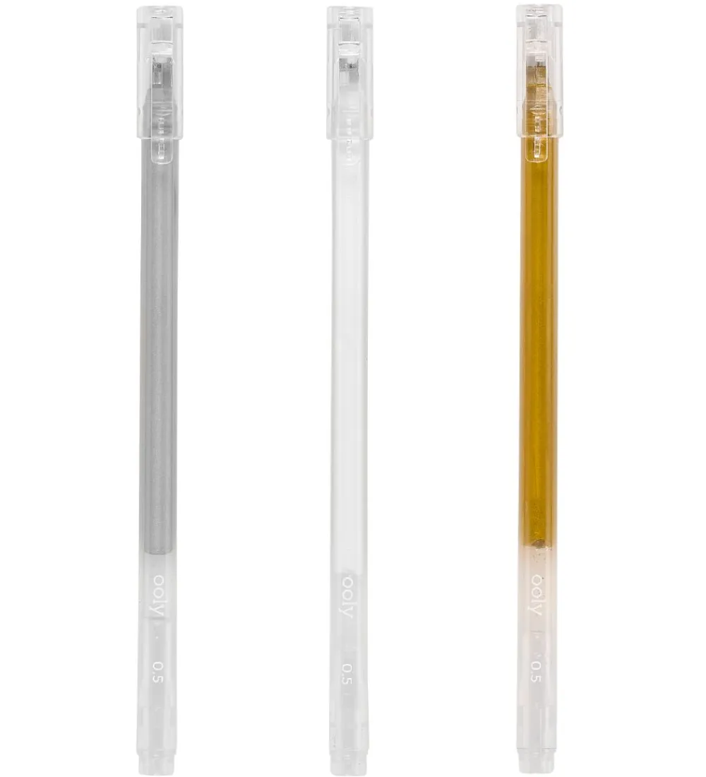 Ooly Tuscher Og Farver>Farvekuglepen - Modern Gel Pens - Guld/Hvid/Sølv