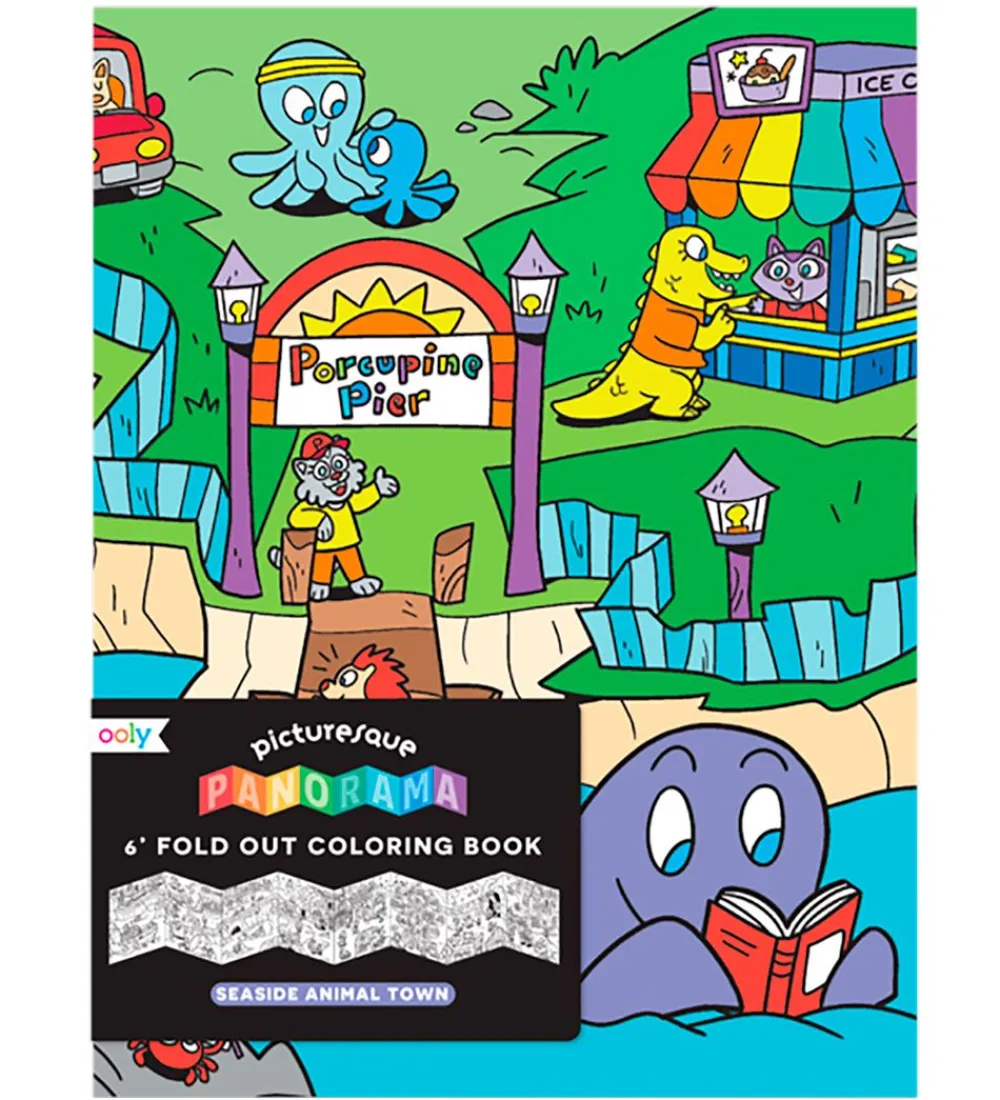 Ooly Malebog>Fold Ud Malebog - Panorama - Seaside Animal Town