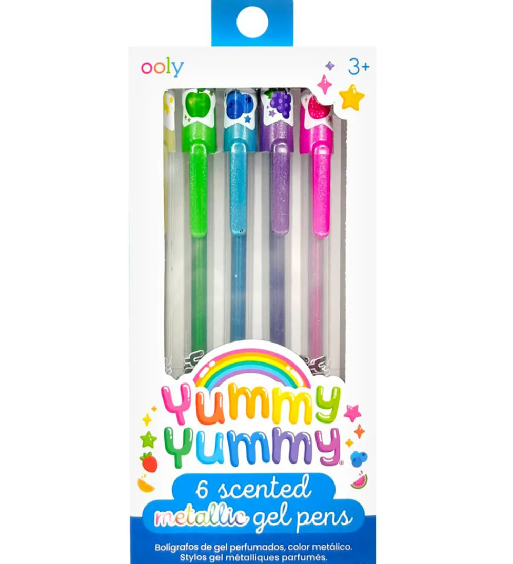 Ooly Tuscher Og Farver>Kuglepenne m. Frugtduft - Metallic - 6 stk - Yummy Yummy