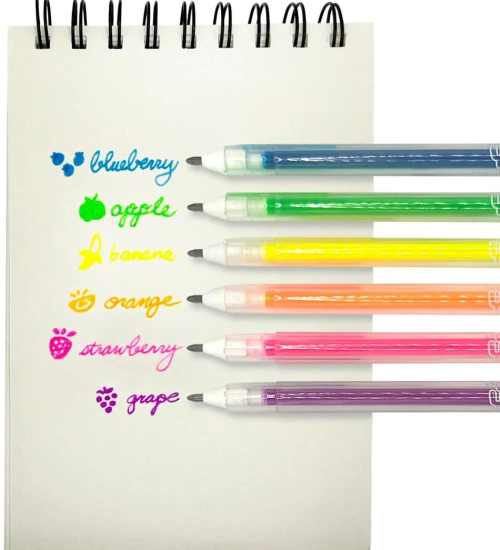 Ooly Tuscher Og Farver>Kuglepenne m. Frugtduft - Neon - 6 stk - Yummy Yummy