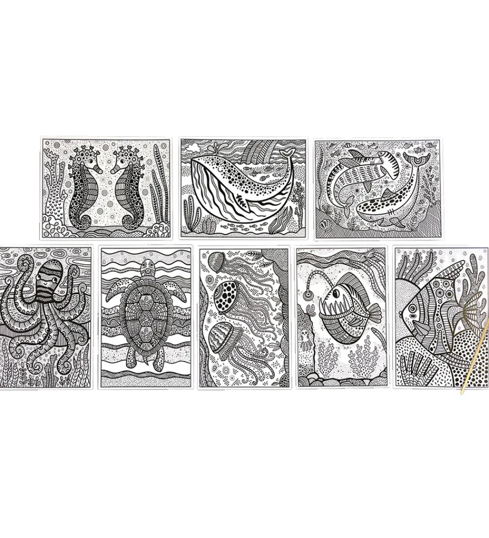 Ooly Malebog>Magiske Maleark - Hidden Colors - 8 Stk. - Magic Ocean