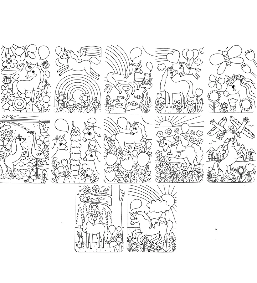 Ooly Bøger|Malebog>Maleark - Undercover Art - 12 Stk. - Unicorn Friend