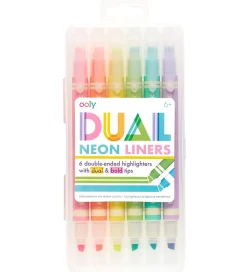 Ooly Tuscher Og Farver>Overstregningstuscher - 6 Stk - Dual Liner Neon Highlighter