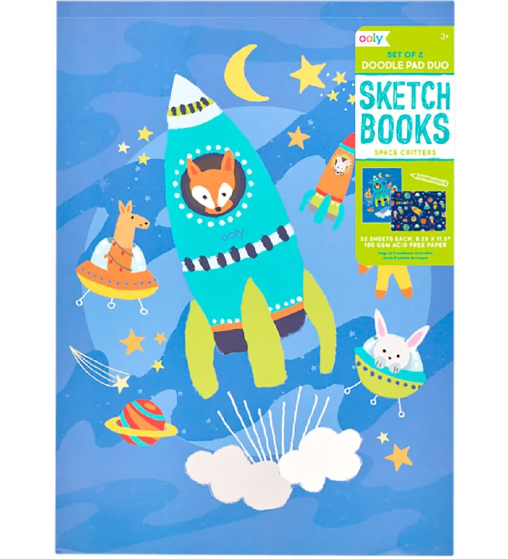Ooly Malebog>Skitsebog - Space Critters - 2-Pak