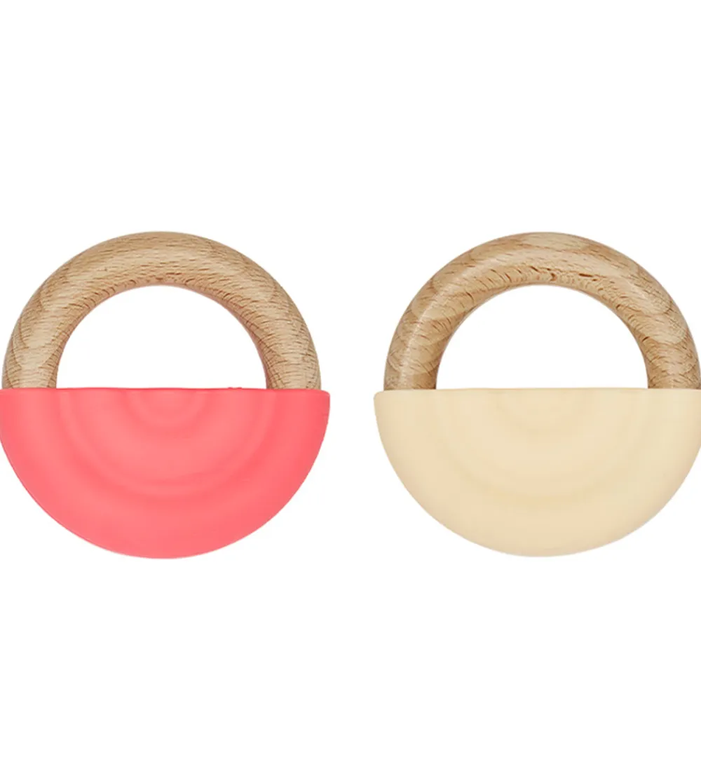 OYOY Bideringe>Bidering - Rainbow Teether - 2-pak - Cherry Red/Vanilla