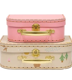 OYOY Legekufferter|Rolleleg>Kuffertsæt - 2-pak - Deer & Duck - Camel/Rose