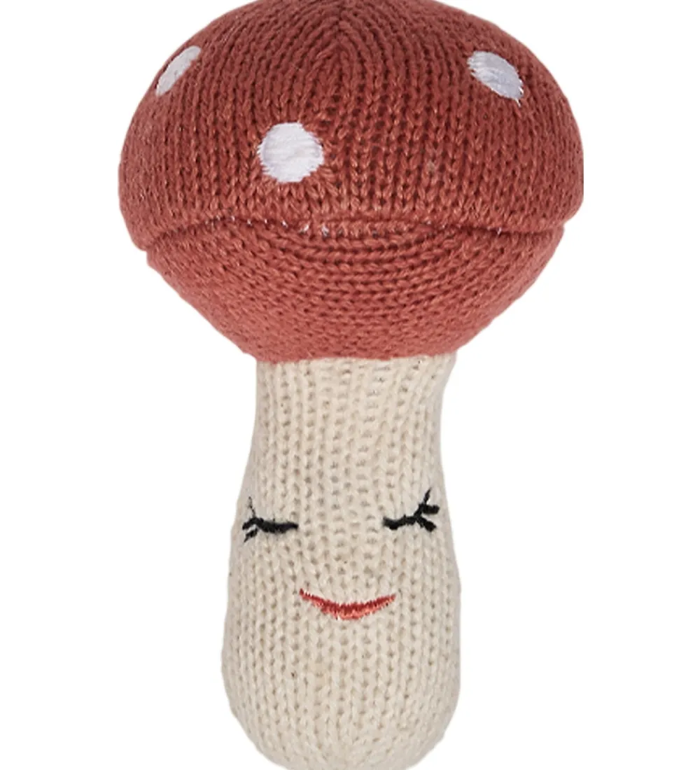 OYOY Gribelegetøj|Babylegetøj>Rangle - Strik - Mushroom - Offwhite/Rød