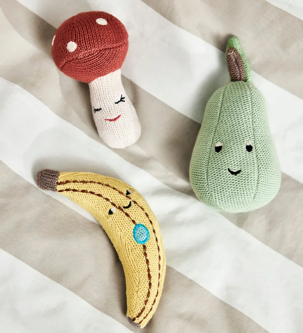 OYOY Gribelegetøj|Babylegetøj>Rangle - Strik - Mushroom - Offwhite/Rød