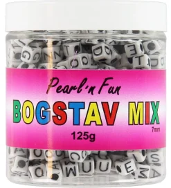 Pearl N Fun Perler>Pearl'n Fun Perler - Bogstaver - 125 gram - Sort/Hvid