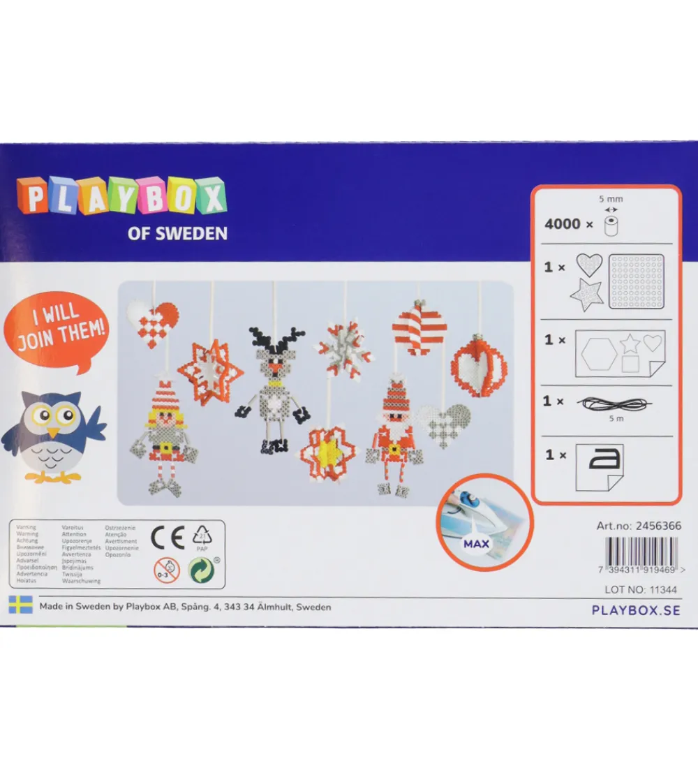 Playbox Perler|Kreativ Leg>Perlesæt - 4000 stk. - Julepynt