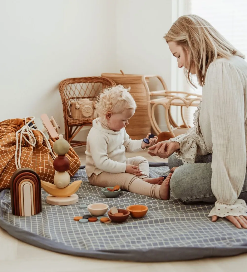 Play&Go Legetæpper Og Legegulve>Legetæppe - Ø140 - Grid Blue