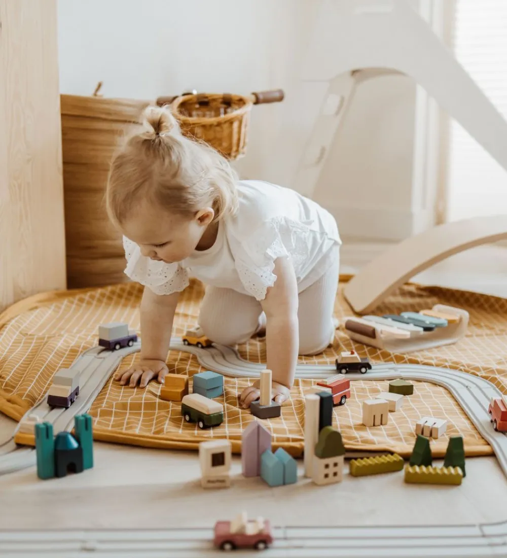 Play&Go Legetæpper Og Legegulve>Legetæppe - Ø140 - Grid Mustard