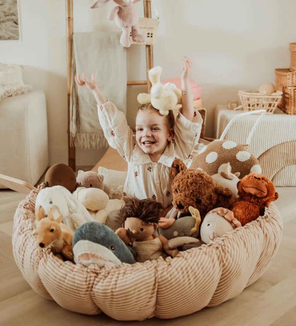 Play&Go Babylegetøj|Legetæpper Og Legegulve>Legetæppe - 3-i-1 - Ø130 cm - Bloom Stripes Brown