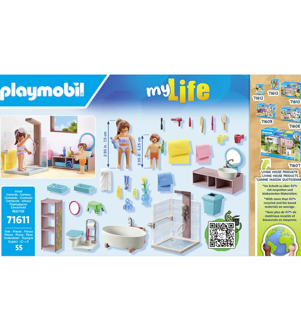 Playmobil Konstruktionslegetøj|Byg Og Klodser>My Life - Badeværelse - 71611 - 55 Dele
