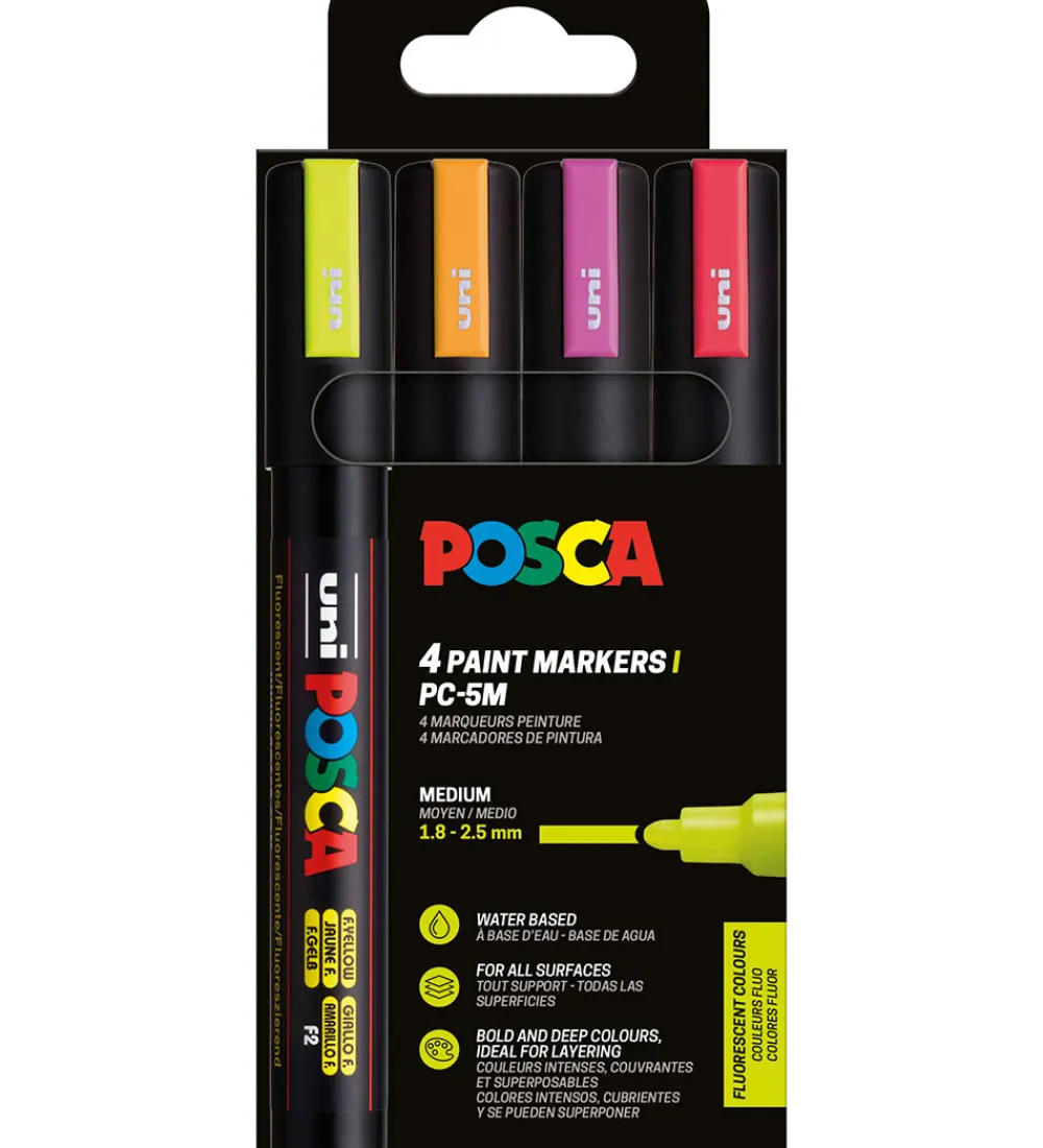Posca Tuscher Og Farver|Kreativ Leg>Tuscher - PC-5M - 4 stk. - Neon