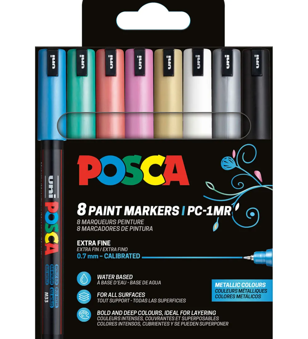 Posca Tuscher Og Farver|Kreativ Leg>Tuscher - PC-1M - 8 stk. - Metallic Farver
