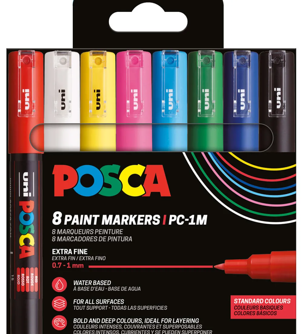 Posca Tuscher Og Farver|Kreativ Leg>Tuscher - PC-1M - 8 stk. - Multifarvet