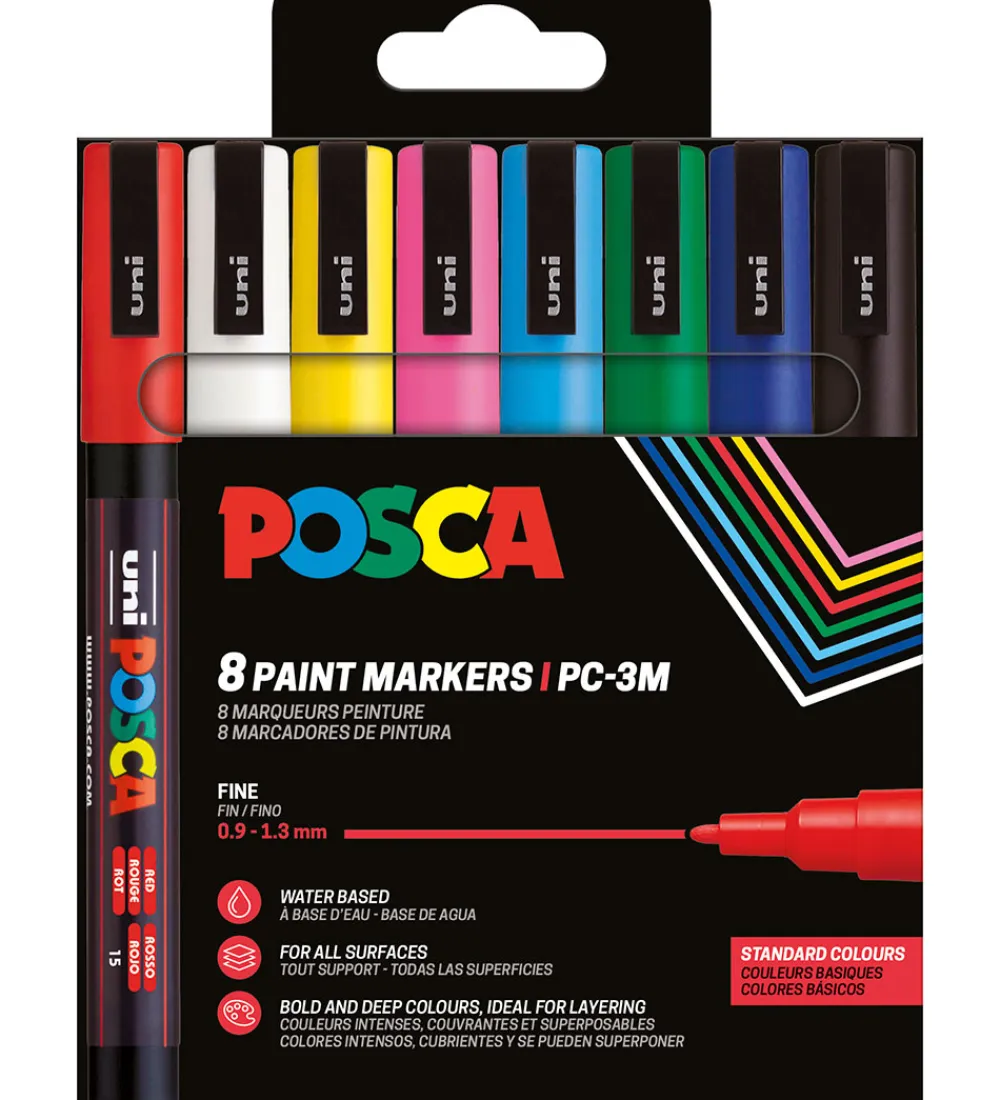 Posca Tuscher Og Farver|Kreativ Leg>Tuscher - PC-3M - 8 stk. - Multifarvet