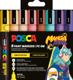 Posca Tuscher Og Farver|Kreativ Leg>Tuscher - PC-5M - 8 stk. - Manga Hero