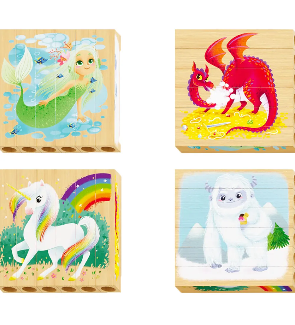 Quercetti Puslespil>Puslespil - Playbio Træ - Fabeldyr - 4x6 Brikker - 807