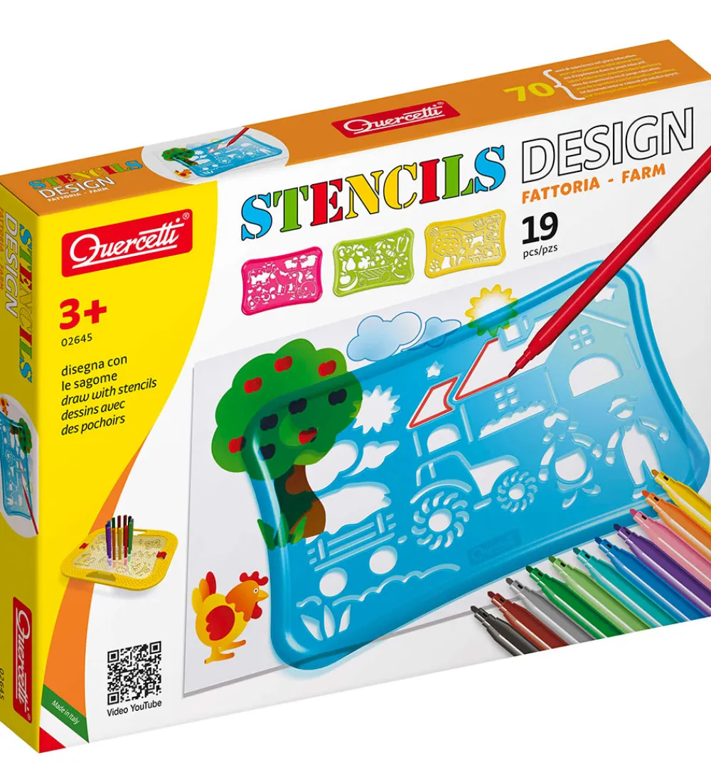 Quercetti Kreasæt>Skabelon-sæt - Bondegård - 19 Dele - 02645