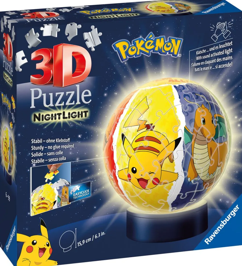 Ravensburger Puslespil>3D Puslespil/Lampe - 74 Brikker - Ø12,9 cm - Pokémo