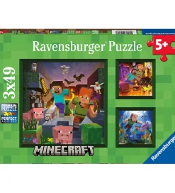 Ravensburger Puslespil>Puslespil - 3x49 Brikker - Minecraft
