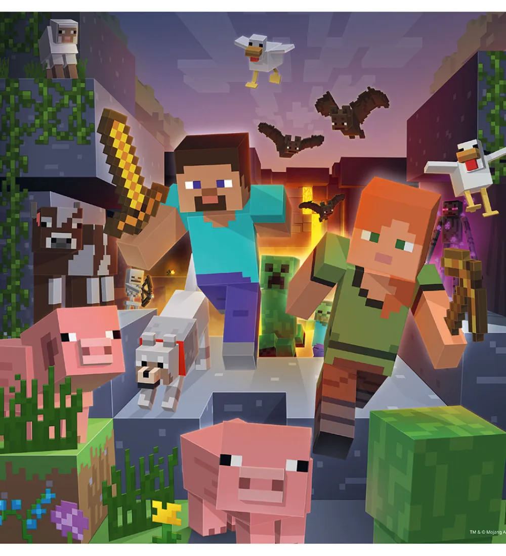 Ravensburger Puslespil>Puslespil - 3x49 Brikker - Minecraft
