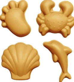 Scrunch Strandlegetøj>Sandforme - 4 stk. - Silikone - 6,5-10,5 cm - Mustard