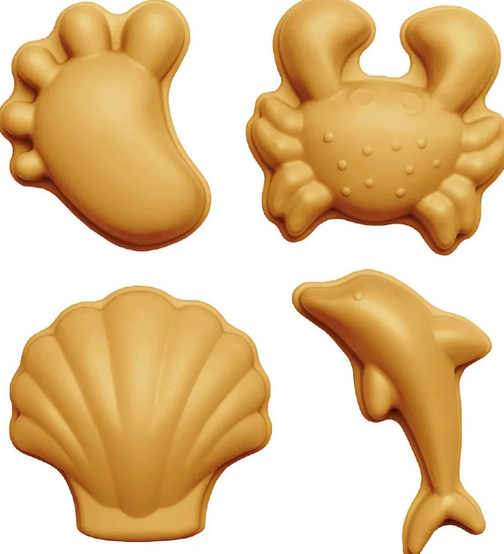 Scrunch Strandlegetøj>Sandforme - 4 stk. - Silikone - 6,5-10,5 cm - Mustard