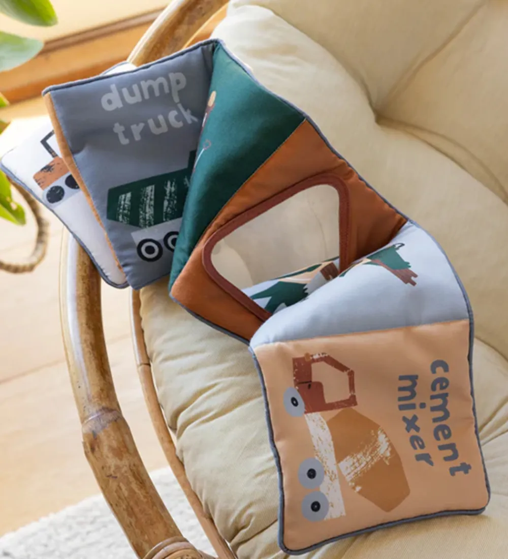 Sebra Aktivitetslegetøj>Stofbog - Busy Builders