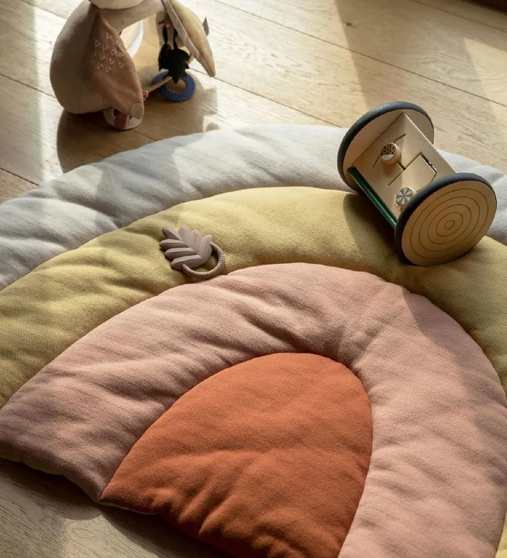 Sebra Aktivitetslegetøj|Legetæpper Og Legegulve>Strikket Legemadras - Regnbue - 130x85cm - Sunset Rose