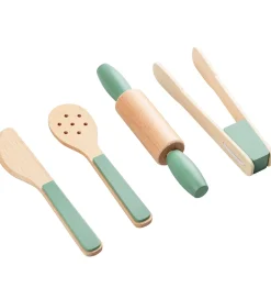 Sebra Trælegetøj|Rolleleg>Trælegetøj - Køkkenredskabssæt - Grøn