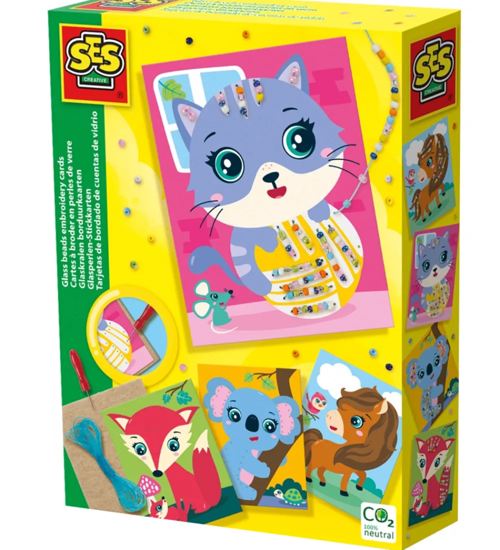 SES Creative Kreasæt>- Broderikort - Broder m. Glasperler