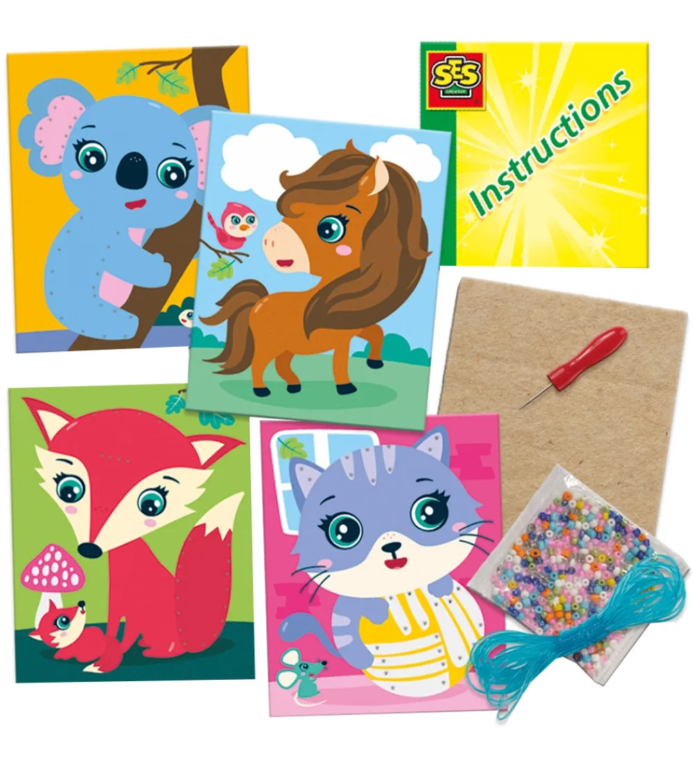 SES Creative Kreasæt>- Broderikort - Broder m. Glasperler