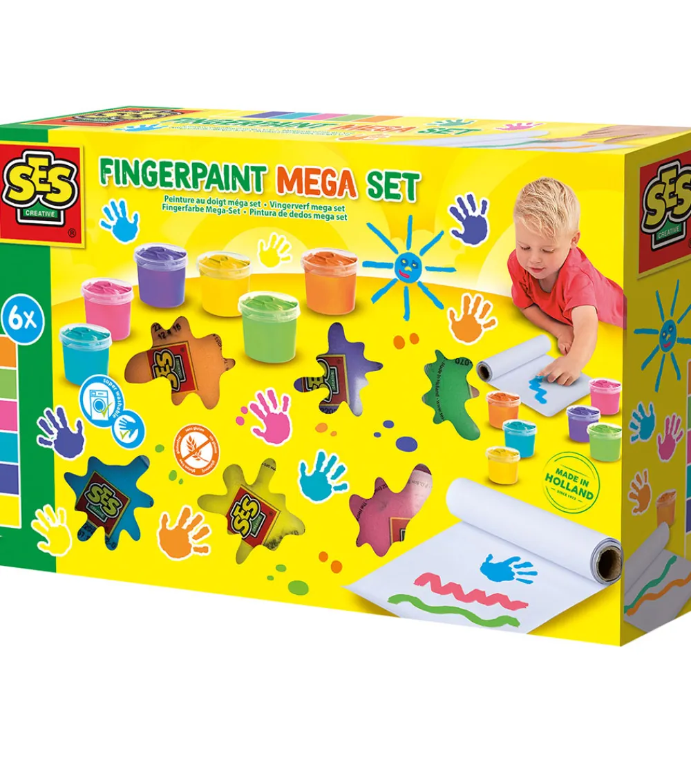 SES Creative Kreativ Leg|Maling>- Fingermaling Megasæt - 6x110ml