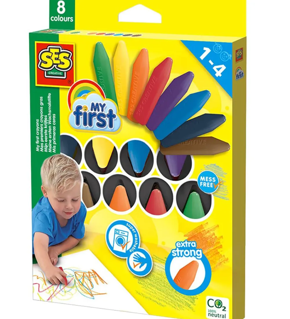 SES Creative Tuscher Og Farver>Farvekridt - Mine Første - 8 stk