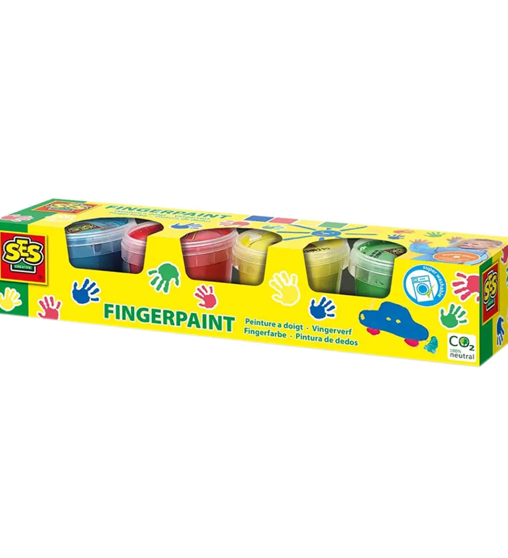 SES Creative Kreasæt>Fingermaling - 4x110ml - Primærfarver