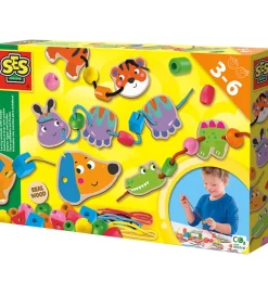 SES Creative Kreasæt|Perler>Perler - Lav Dyr Med Snørebånd Og Perler