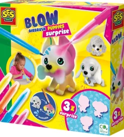 SES Creative Kreasæt>Pustetusser - Dekorer 3 Hundehvalpe