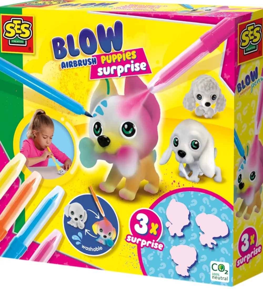 SES Creative Kreasæt>Pustetusser - Dekorer 3 Hundehvalpe
