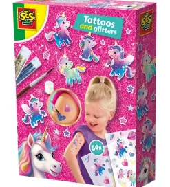 SES Creative Kreativ Leg>Tatoveringer Og Glitter - Enhjørning