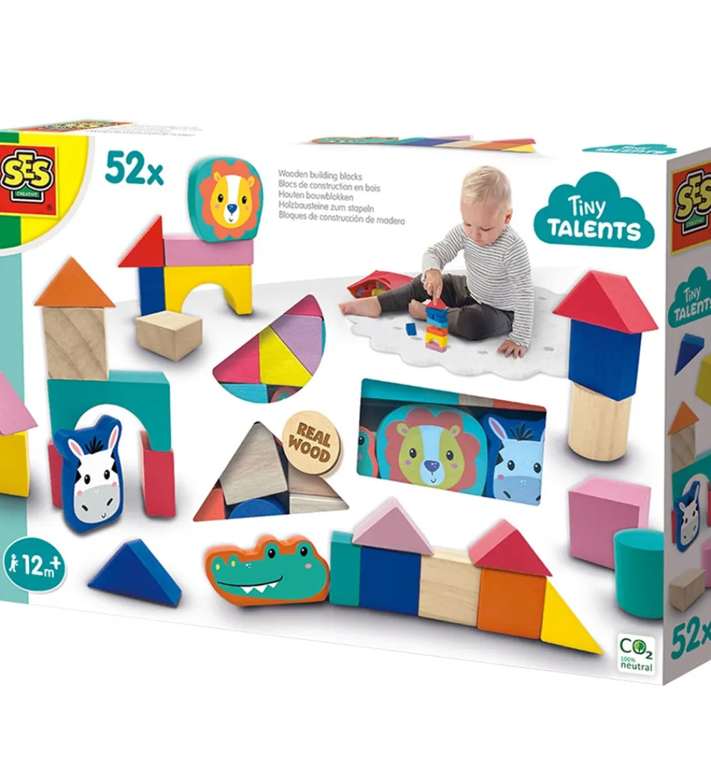 SES Creative Trælegetøj>Træklodser Og Dyreansigter