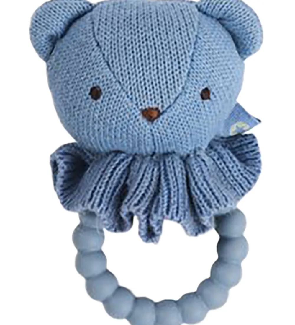 Smallstuff Babylegetøj>Biderangle - Bjørn - Strik - 10 cm - Blue