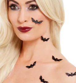 Smiffys Halloween|Udklædningstøj>Klistermærker - 3D Bat Stickers - 6-pak - Sort