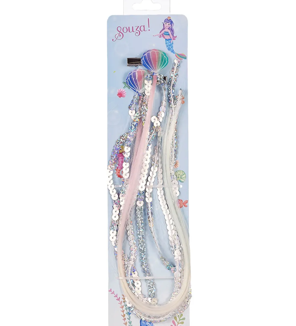 Souza Udklædningstøj>Udklædning - Havfrue-hårklemmer m. Hår - Jody - 2 Stk.